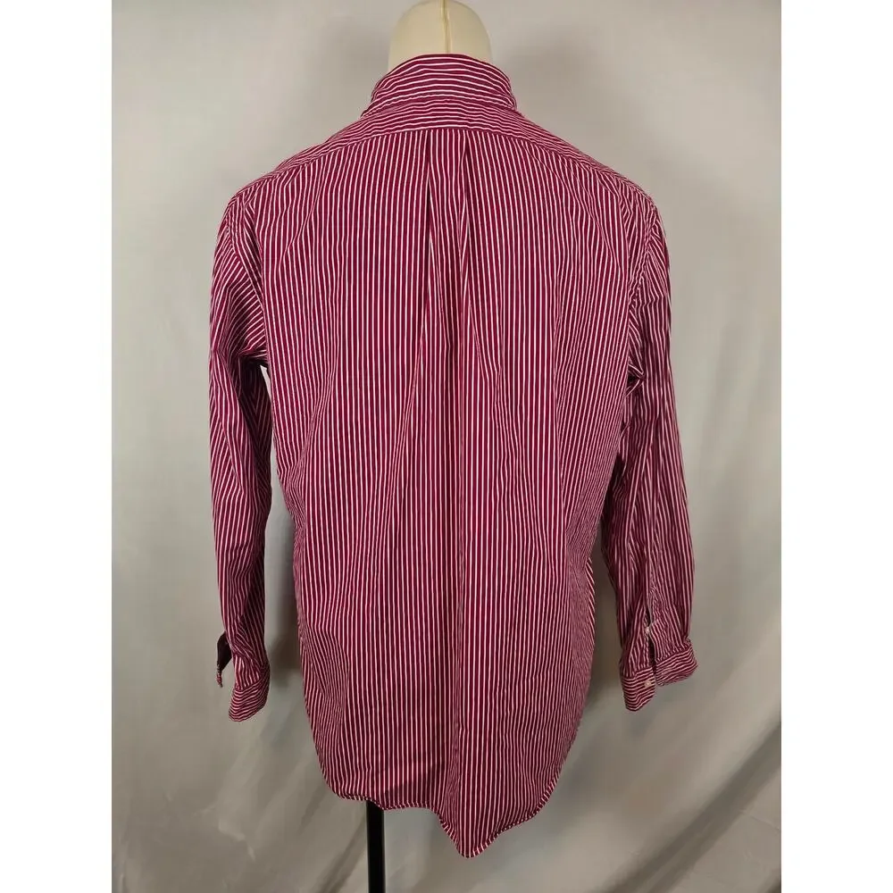 Polo Ralph Lauren Custom Fit Button Shirt Red White Stripe Men's XXL